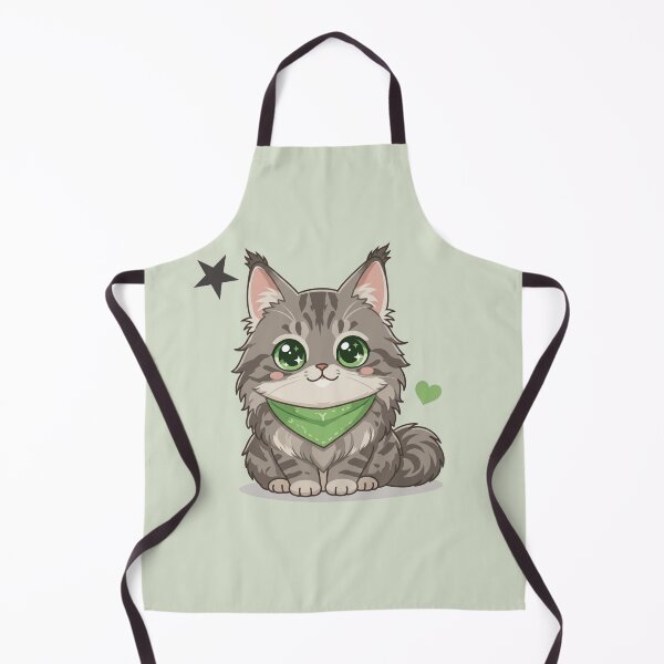 Item preview, Cute Kawaii Maine Coon Cat with Green Bandana | Chibi Cartoon Kitty Illustration designed and sold by Mousy17.