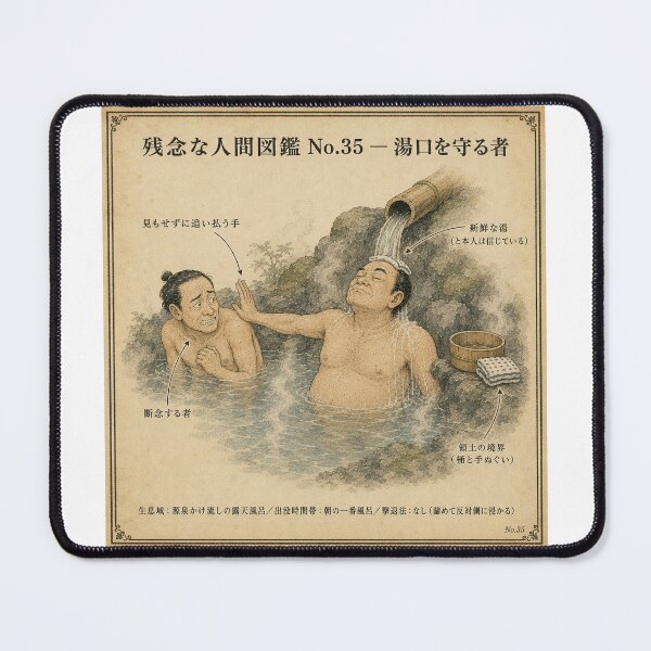 Item preview, The Hot Spring Spout Guardian — Zannen Field Guide No.35 | Funny Japanese Onsen Etiquette Tee designed and sold by nurusubetei.