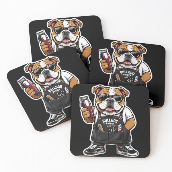 Item preview, Cute Bulldog Barber Mascot Sticker - Funny Cartoon Dog Hair Clippers Apron Design designed and sold by Barber MD Culture.