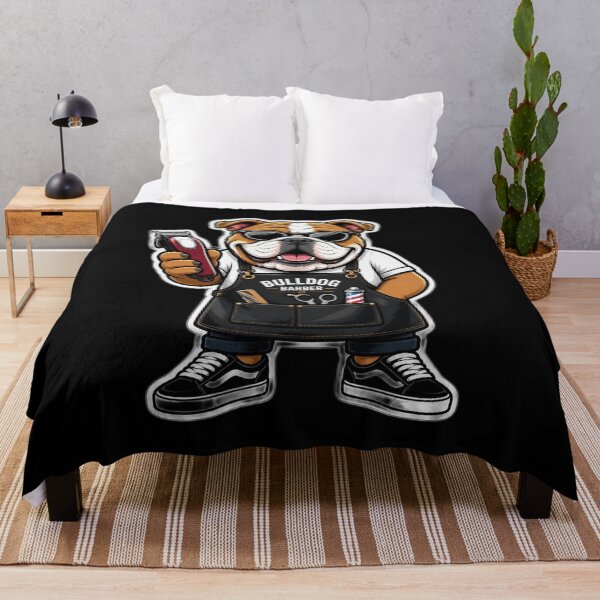 Item preview, Cute Bulldog Barber Mascot Sticker - Funny Cartoon Dog Hair Clippers Apron Design designed and sold by Barber MD Culture.