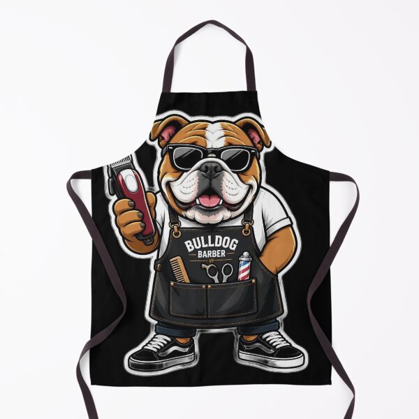 Item preview, Cute Bulldog Barber Mascot Sticker - Funny Cartoon Dog Hair Clippers Apron Design designed and sold by Barber MD Culture.