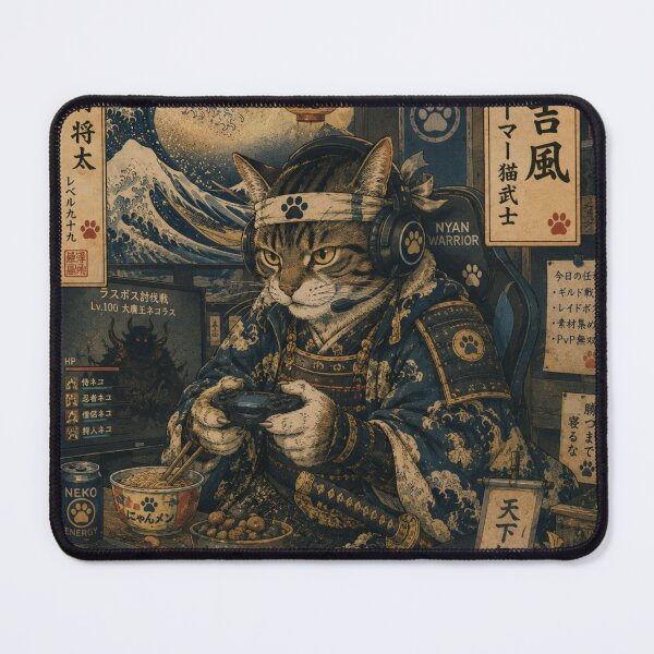 Item preview,  Ukiyo-e Style  Gamer Samurai Cat Sticker  designed and sold by YunsCozyCorner.