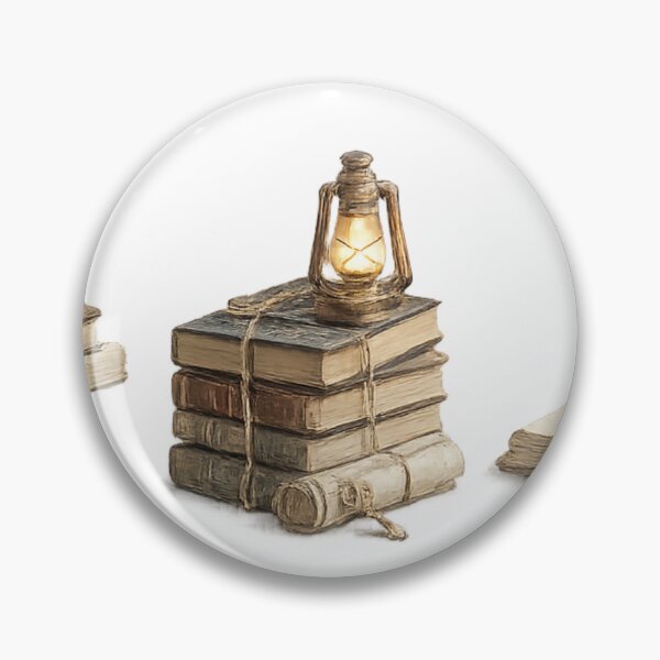 Item preview, Vintage Stacked Books Quill Oil Lamp Dark Academia Reader designed and sold by Rehnair.