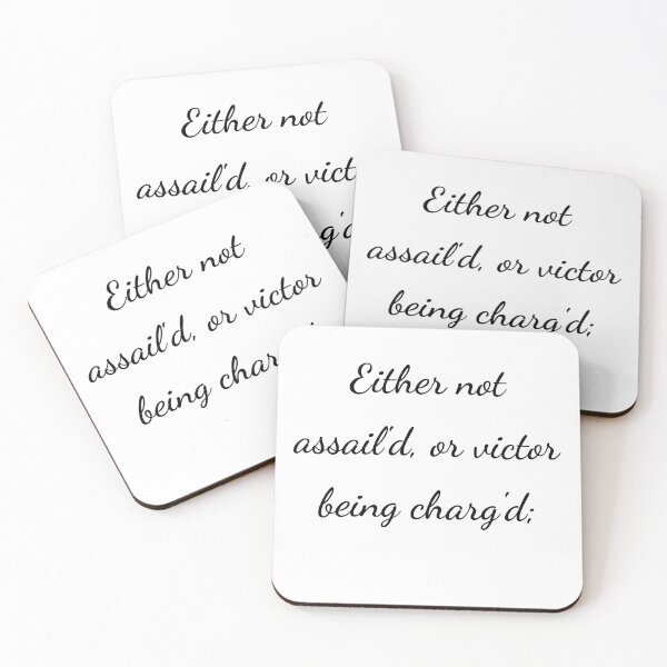 Item preview, “Either not assail’d, or victor being charg'd;” - handwriting black designed and sold by ariksworld.