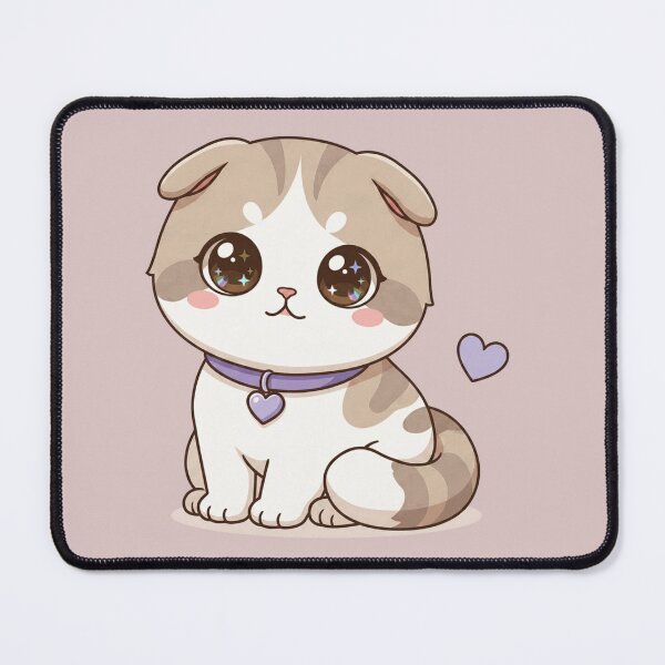 Item preview, Cute Kawaii Scottish Fold Cat with Heart Collar | Chibi Cartoon Kitty Illustration designed and sold by Mousy17.