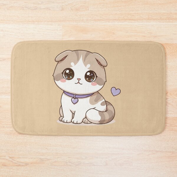 Item preview, Cute Kawaii Scottish Fold Cat with Heart Collar | Chibi Cartoon Kitty Illustration designed and sold by Mousy17.