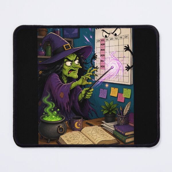 Item preview, Witch Fighting Monday Funny Work Week Magic Cartoon designed and sold by ComedyInkFactor.