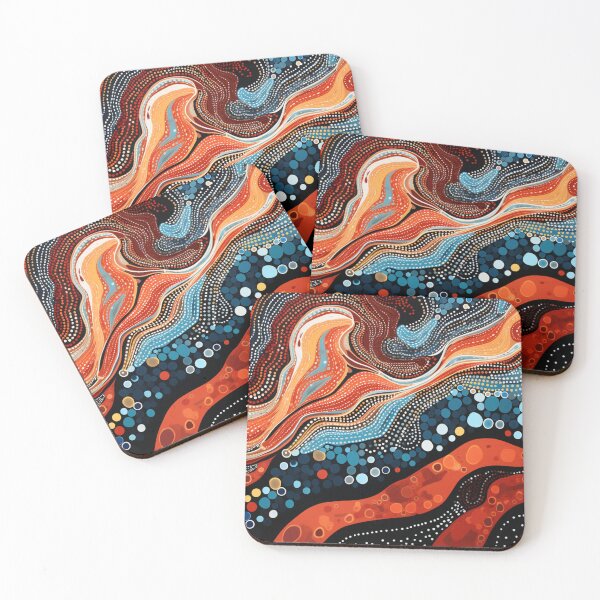 Item preview, Aboriginal Inspired Dot Art - Abstract Flowing Waves Pattern designed and sold by GrinGalore.
