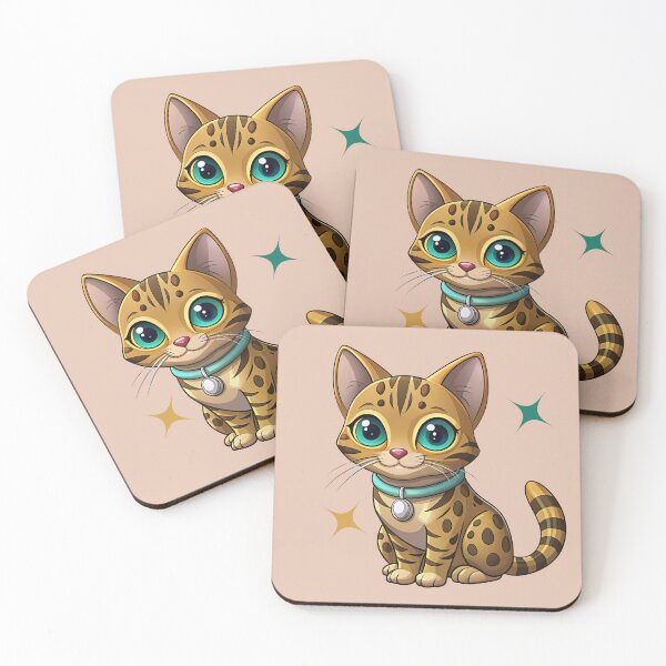 Item preview, Cute Kawaii Bengal Cat with Turquoise Eyes | Chibi Cartoon Kitty Illustration designed and sold by Mousy17.