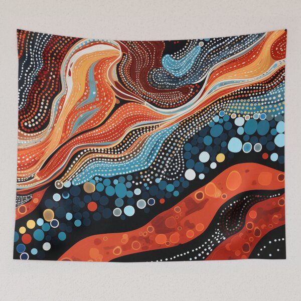Item preview, Aboriginal Inspired Dot Art - Abstract Flowing Waves Pattern designed and sold by GrinGalore.