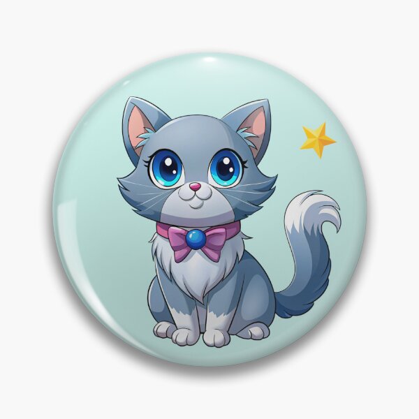 Item preview, Cute Kawaii Blue Cat with Pink Bow | Chibi Cartoon Kitty Illustration designed and sold by Mousy17.