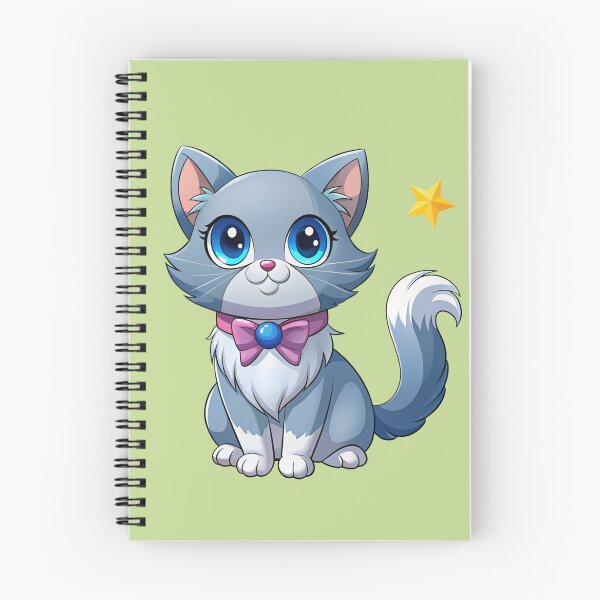 Item preview, Cute Kawaii Blue Cat with Pink Bow | Chibi Cartoon Kitty Illustration designed and sold by Mousy17.