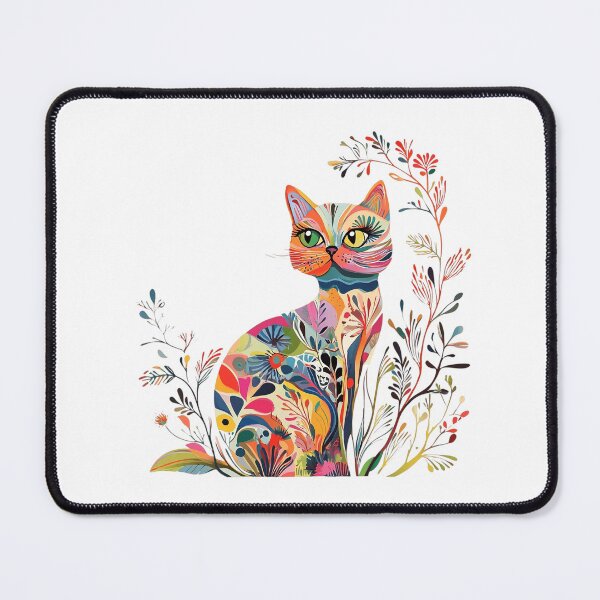 Item preview, Colorful Floral Cat – Vibrant Boho Botanical Cat Art designed and sold by Awarrie.