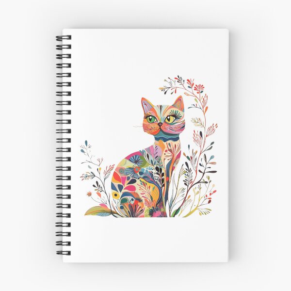 Item preview, Colorful Floral Cat – Vibrant Boho Botanical Cat Art designed and sold by Awarrie.
