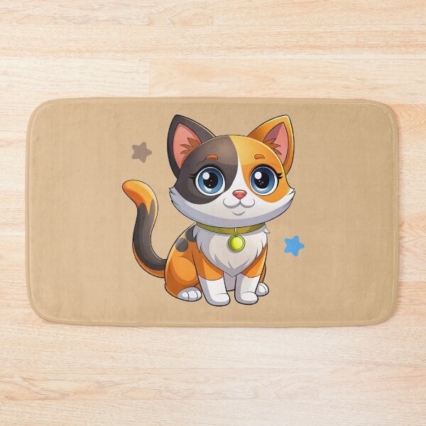 Item preview, Cute Kawaii Calico Cat with Green Collar | Chibi Cartoon Kitty Illustration designed and sold by Mousy17.