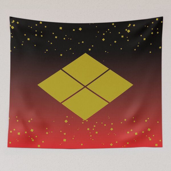 Item preview, Takeda Shingen Crest - Takeda Bishi Samurai Mon Faux Gold Dust Red  / Japanese Crest designed and sold by 戦国まーけっと SENGOKU MARKET.