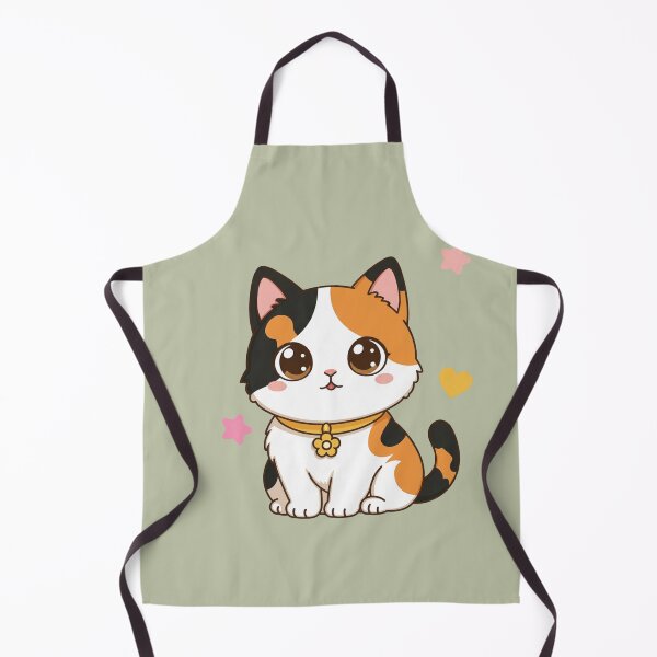 Item preview, Cute Kawaii Calico with Flower Collar | Chibi Cartoon Kitty Illustration designed and sold by Mousy17.