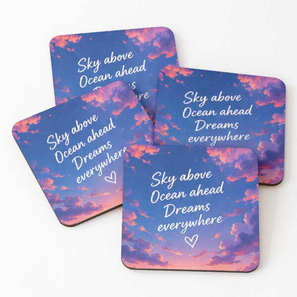 Item preview, Sky Above Ocean Ahead Dreams Everywhere Sunset Typography designed and sold by Rehnair.