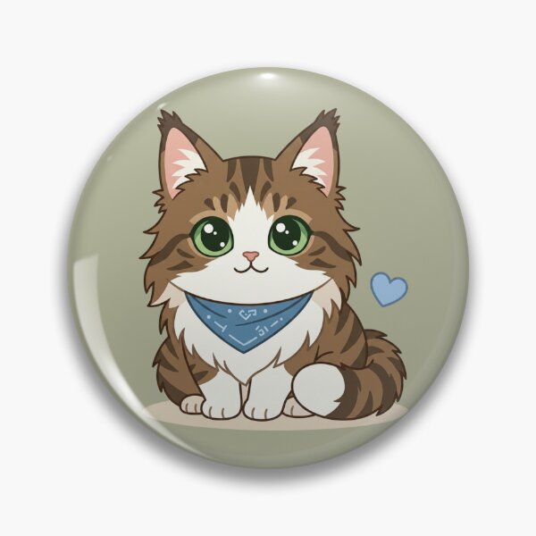 Item preview, Cute Kawaii Brown Tabby Cat with Blue Bandana | Chibi Fluffy Kitty Illustration designed and sold by Mousy17.