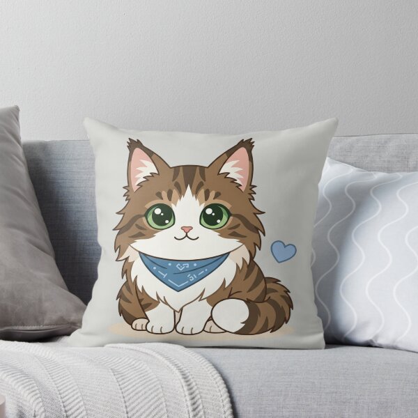Item preview, Cute Kawaii Brown Tabby Cat with Blue Bandana | Chibi Fluffy Kitty Illustration designed and sold by Mousy17.