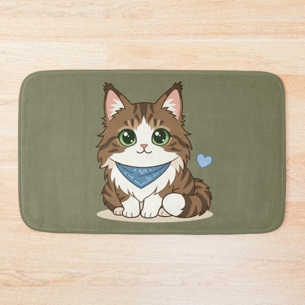 Item preview, Cute Kawaii Brown Tabby Cat with Blue Bandana | Chibi Fluffy Kitty Illustration designed and sold by Mousy17.