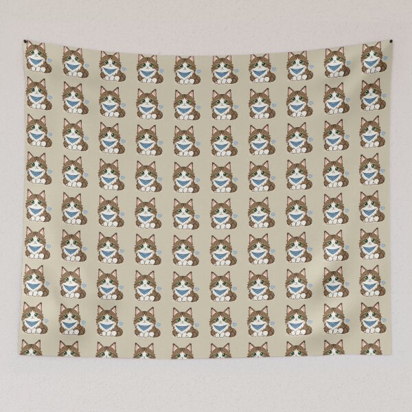 Item preview, Cute Kawaii Brown Tabby Cat with Blue Bandana | Chibi Fluffy Kitty Illustration designed and sold by Mousy17.