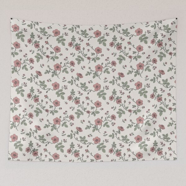 Item preview, Vintage Wild Rose Vine Pattern – Hand Drawn Botanical Floral Print designed and sold by NuvoraNest.