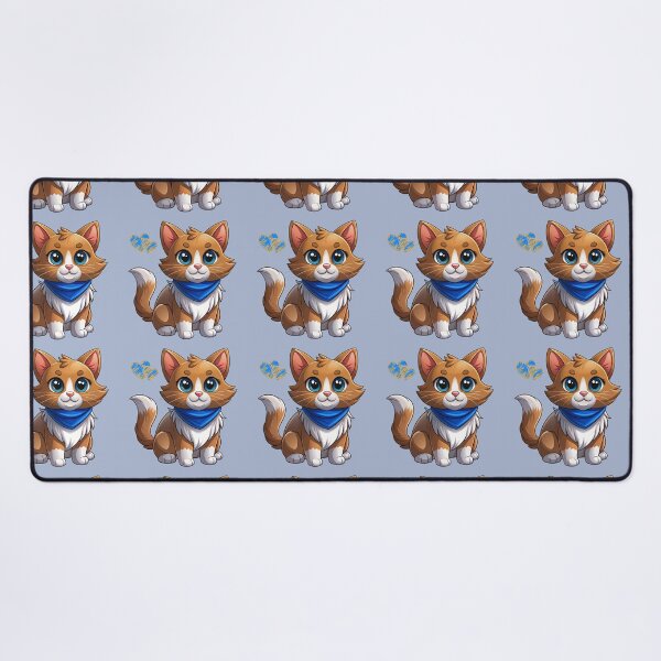 Item preview, Cute Kawaii Orange and White Cat with Blue Bandana | Chibi Cartoon Kitty designed and sold by Mousy17.