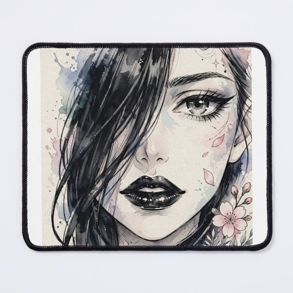 Item preview, Dark Watercolor Girl With Cherry Blossoms - Moody Floral Portrait Art designed and sold by MAISON SYLVIE.