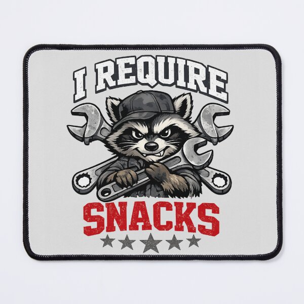 Item preview, I Require Snacks Funny Raccoon Mechanic designed and sold by WearTheVibe Store.