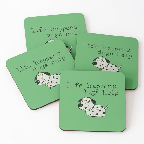 Item preview, Life Happens Dogs Help Funny Spotted Puppy Doodle designed and sold by Studio Bootleg.