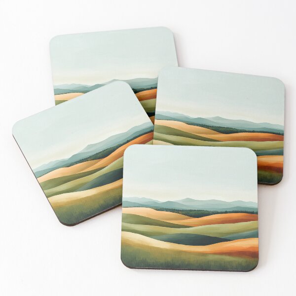 Item preview, Abstract Painterly Landscape Rolling Hills Modern Nature Art designed and sold by Myra365Art.