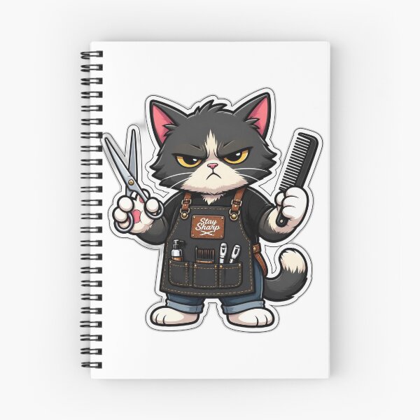 Item preview, Grumpy Cat Barber Sticker - Funny Cartoon Cat Hairdresser Scissors Design designed and sold by Barber MD Culture.