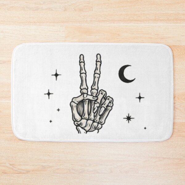 Item preview, Skeleton Peace Sign Celestial Crescent Moon Stars Vintage Line Art designed and sold by Rehnair.