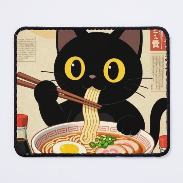 Item preview, Vintage Black Cat Eating Ramen Poster – Kawaii Japanese Noodle Art Graphic designed and sold by BLUESKY11a.