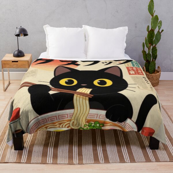 Item preview, Vintage Black Cat Eating Ramen Poster – Kawaii Japanese Noodle Art Graphic designed and sold by BLUESKY11a.