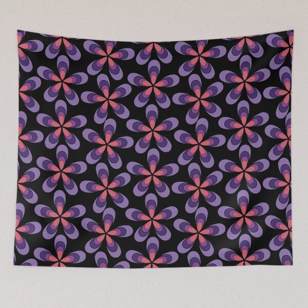 Item preview, Groovy Trippy Floral Pattern 1970s Dark Aesthetic designed and sold by chriswo-design.