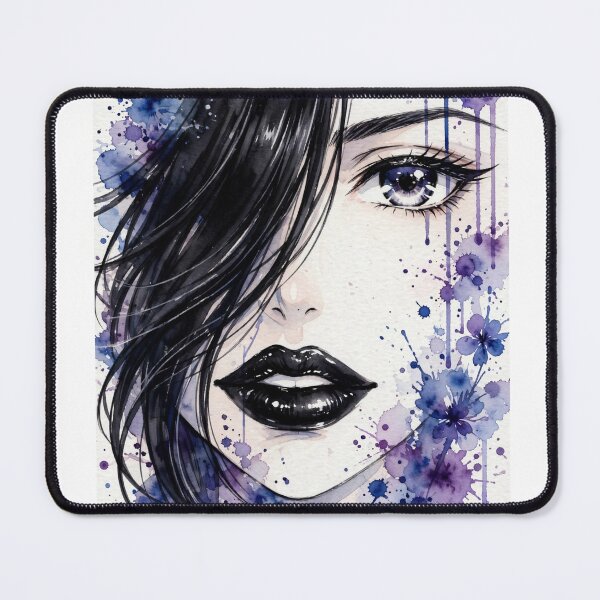 Item preview, anime Blue Watercolor Tears Girl - Dark Floral Portrait Art designed and sold by MAISON SYLVIE.