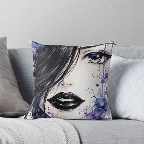 Item preview, anime Blue Watercolor Tears Girl - Dark Floral Portrait Art designed and sold by MAISON SYLVIE.