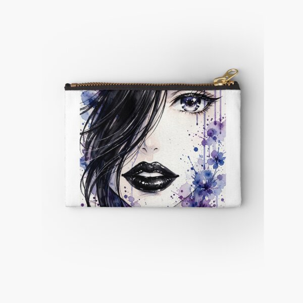 Item preview, anime Blue Watercolor Tears Girl - Dark Floral Portrait Art designed and sold by MAISON SYLVIE.