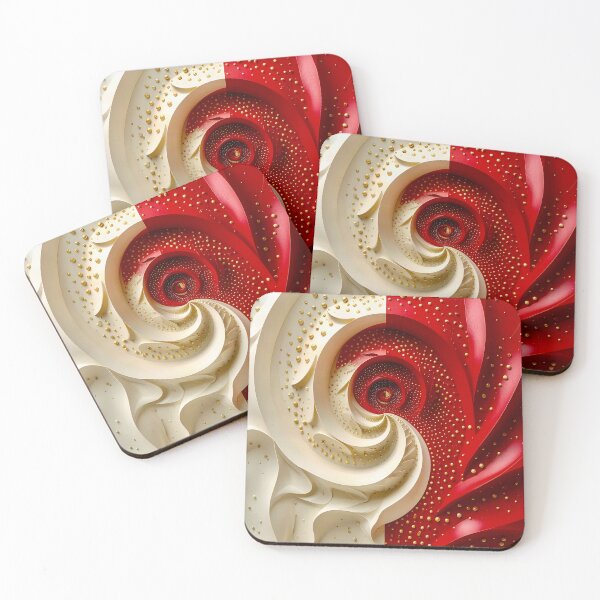 Item preview, Abstract Spiral with Gold Accents in Red and White designed and sold by Vicky Brago-Mitchell®.