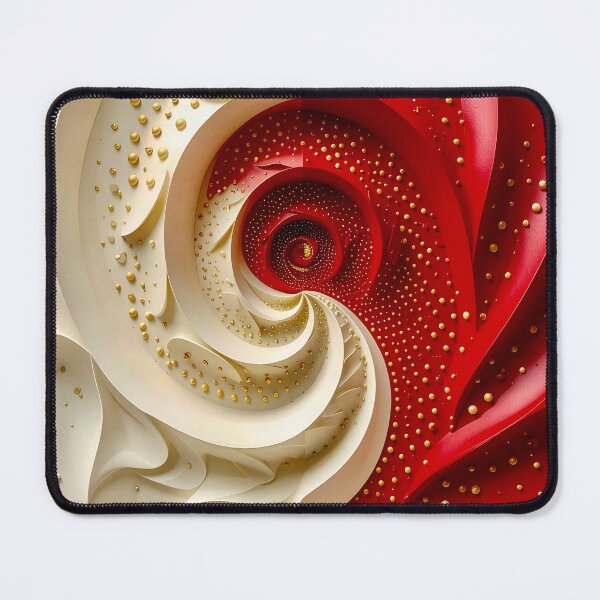 Item preview, Abstract Spiral with Gold Accents in Red and White designed and sold by Vicky Brago-Mitchell®.