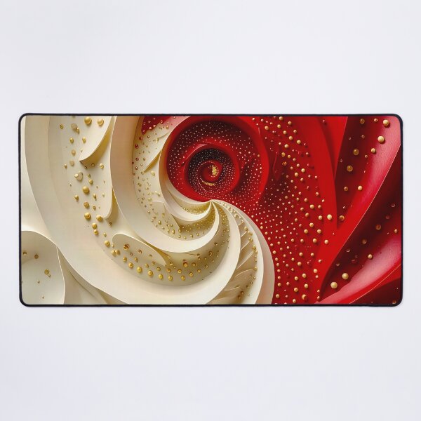 Item preview, Abstract Spiral with Gold Accents in Red and White designed and sold by Vicky Brago-Mitchell®.