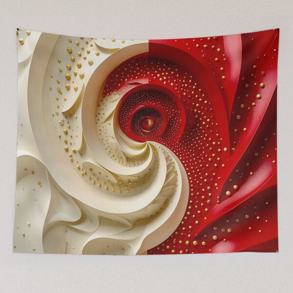 Item preview, Abstract Spiral with Gold Accents in Red and White designed and sold by Vicky Brago-Mitchell®.