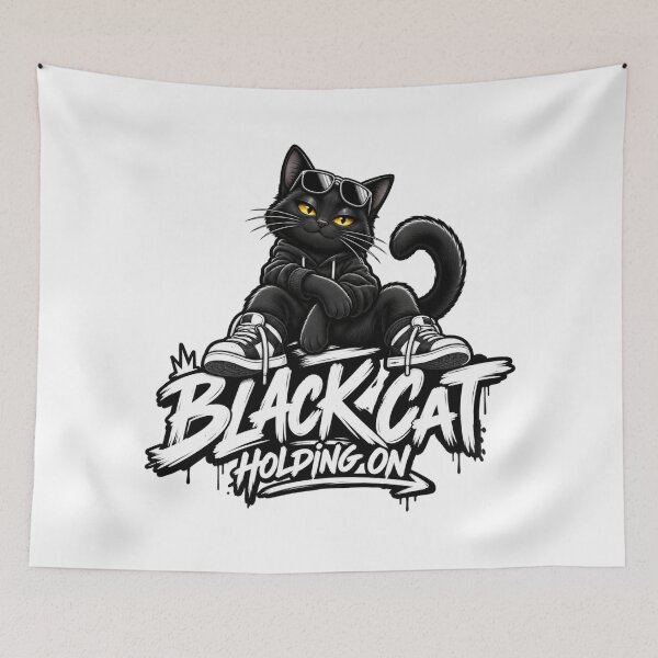 Item preview, Black Cat Holding On Streetwear Design designed and sold by AleksKos.