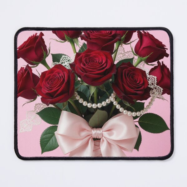 Item preview, Romantic Red Rose Bouquet with Pink Bow designed and sold by CooksCreators.