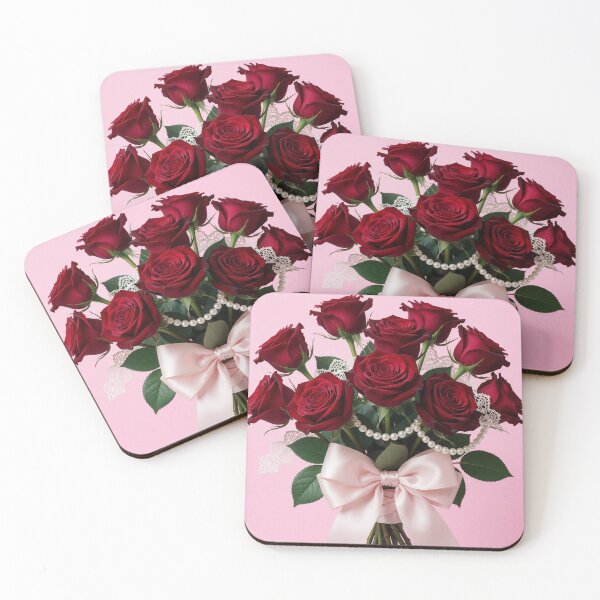 Item preview, Romantic Red Rose Bouquet with Pink Bow designed and sold by CooksCreators.