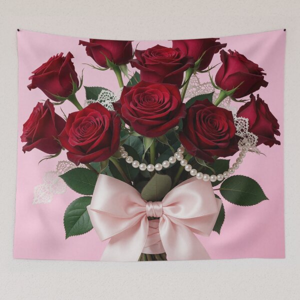 Item preview, Romantic Red Rose Bouquet with Pink Bow designed and sold by CooksCreators.