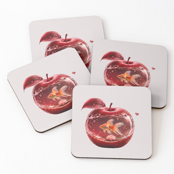 Item preview, Magical Red Apple Aquarium with Goldfish – Fantasy Fruit Art designed and sold by Masora.studio.