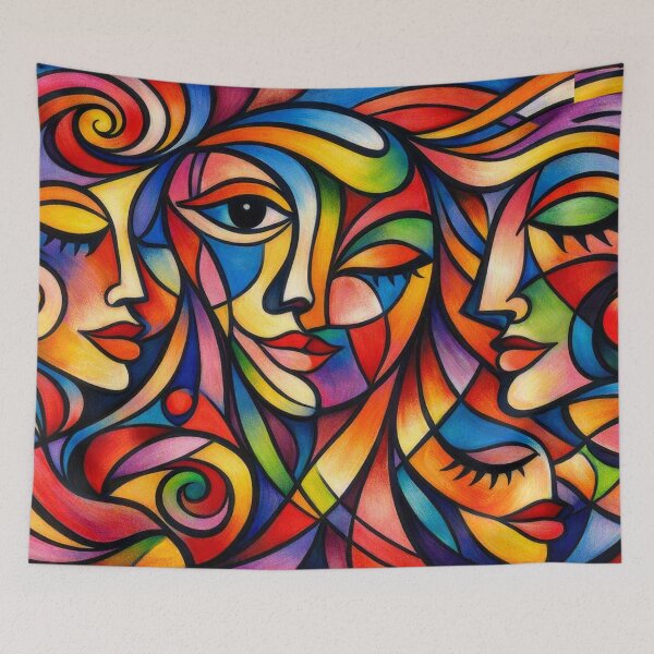 Item preview, Intertwined faces in the flow of color designed and sold by Sigtrix.